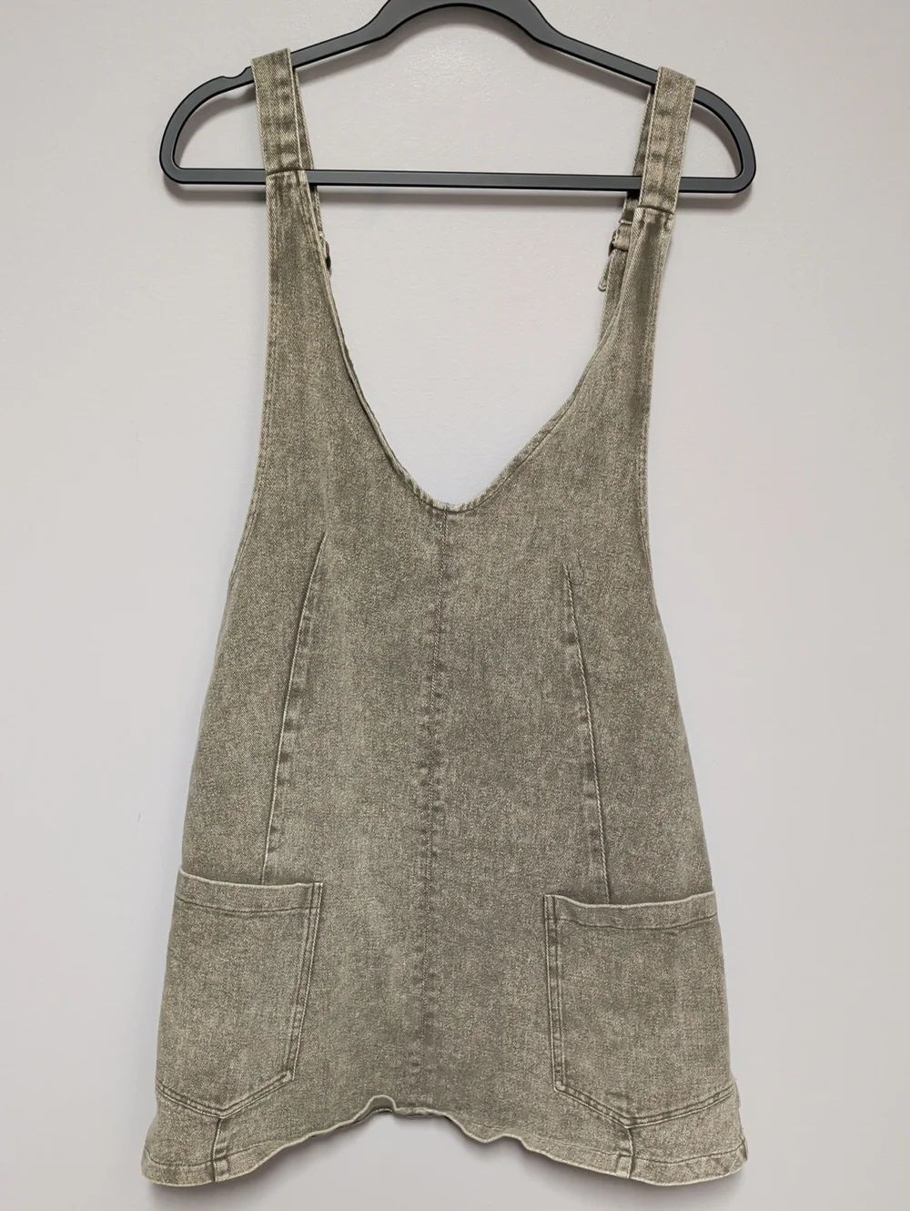 Hem & Thread Washed Olive Mini Pinafore Dress